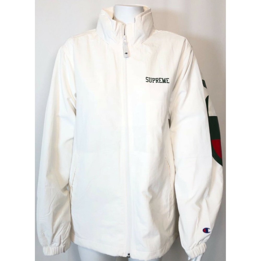 Champion x Supreme Track Jacket White Green Logo